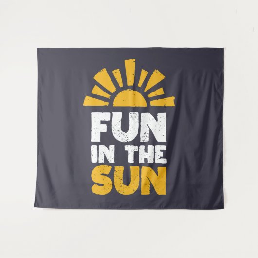 Een bord dat plezier op de zon zegt wandkleed (Voorkant (horizontaal))