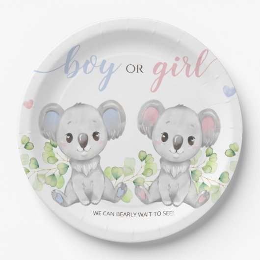 Een Bord voor de Koala Gender Reveal Party. (Voorkant)