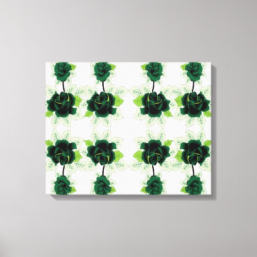 Een bos groene bloemen op een witte achtergrond canvas afdruk (Voorkant)