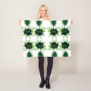 Een bos groene bloemen op een witte achtergrond fleece deken