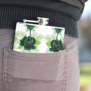 Een bos groene bloemen op een witte achtergrond heupfles