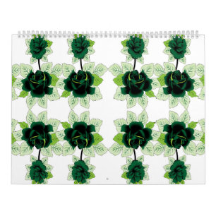 Een bos groene bloemen op een witte achtergrond kalender