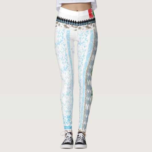 Een bos groene bloemen op een witte achtergrond leggings (Voorkant)