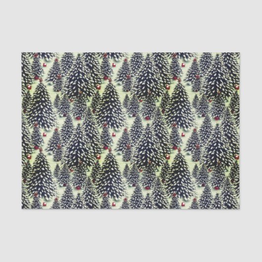 Een bos met sneeuw bedekte kerstbomen tissuepapier (Voorkant)