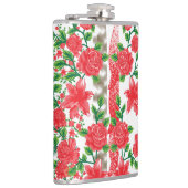 Een bos rode bloemen op een witte achtergrond heupfles (Rechts)