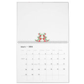 Een bos rode bloemen op een witte achtergrond kalender (Mar 2026)