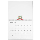 Een bos rode bloemen op een witte achtergrond kalender (Feb 2027)