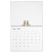 Een bos rode bloemen op een witte achtergrond kalender (Mar 2027)