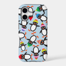 Een bosje met cute pinguïns collage telefoonhoesje