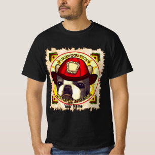 Een Boston Terrier-brandweerman T-shirt
