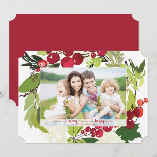 Een Botanische kerstvakantieflatkaart Kaart (Voorkant / Achterkant)