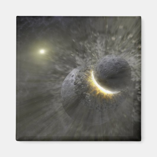 Een botsing tussen massieve objecten in de ruimte magneet (Voorkant)