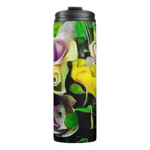 Een bouquet mooie bloemen in een moderne stijl thermosbeker