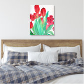 Een Bouquet van Rode Tulpen Canvas Afdruk (Insitu (Slaapkamer))