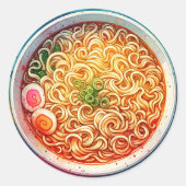 Een Bowl van Ramen Noodles Ronde Sticker (Voorkant)