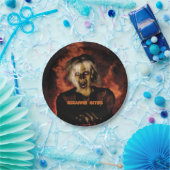 Een boze heks met pompoen. Halloween Papieren Bordje (Feest)