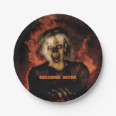 Een boze heks met pompoen. Halloween Papieren Bordje (Voorkant)