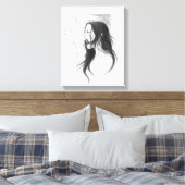 Een boze vrouw die potlood tekent kunst canvas afdruk (Insitu (Slaapkamer))