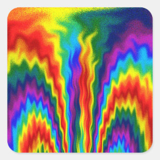 Een brand in een regenboog vierkante sticker