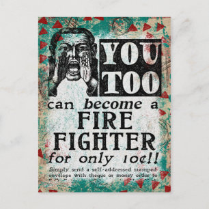 Een brandvechter worden - Funny Vintage Ad Briefkaart