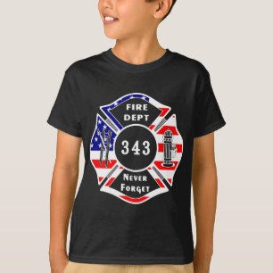 Een brandweerman 9/11 vergeet nooit 343 t-shirt