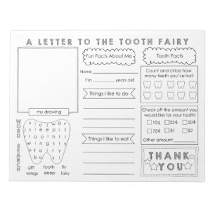 Een brief aan Tooth Fairy Stationery Notitieblok