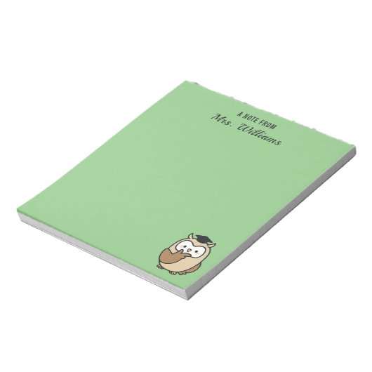 Een briefje van Custom Name Leraar Waardering Uil Notitieblok (Gedraaid)