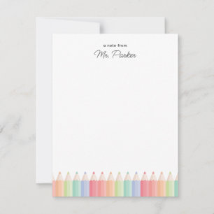 Een briefje van de juf Kleurrijke Regenboog Notitiekaartje