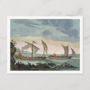 Een Brigantine die achter een Felucca aan zit en o Briefkaart