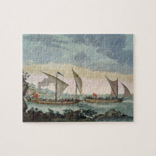 Een Brigantine die achter een Felucca aan zit en o Legpuzzel