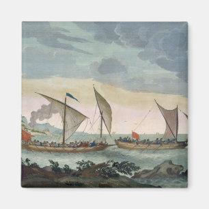 Een Brigantine die achter een Felucca aan zit en o Magneet