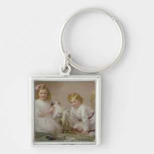 Een broer en zuster spelen, 1915 sleutelhanger