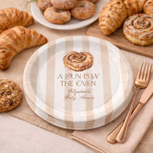 Een Broodje in de Oven Kaneelrol Thema Baby Shower Papieren Bordje