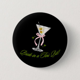 Een Bruid In Een Bruidje Staart Martini Vrijgezell Ronde Button 5,7 Cm