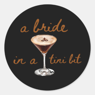 Een bruid in een kleine koffie stijl ronde sticker