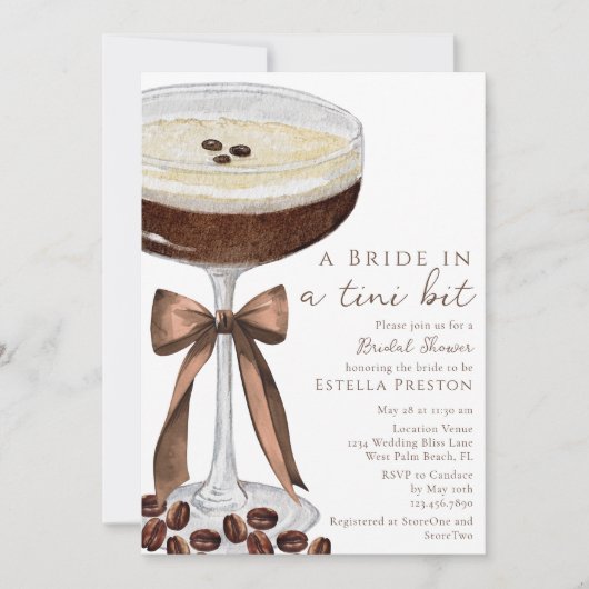 Een bruid in een Tini Bit Martini Vrijgezellenfees Kaart (Voorkant)