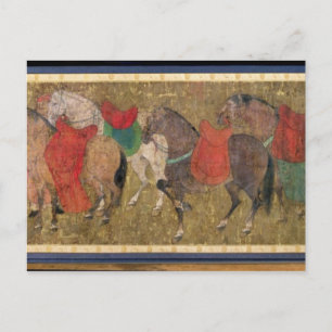 Een bruidegom met paarden briefkaart