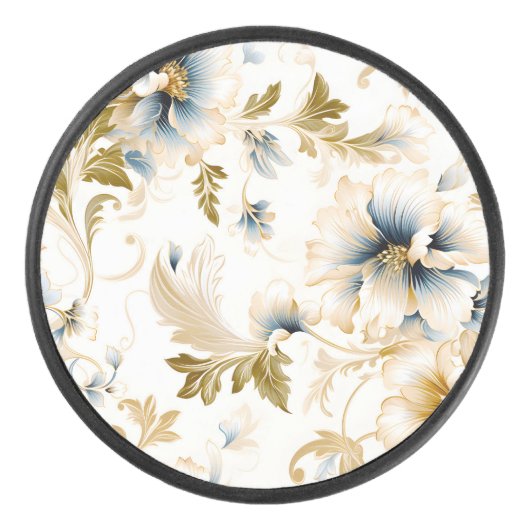 Een bruiloft bloemenserie ontwerp 3 hockey puck (Voorkant)