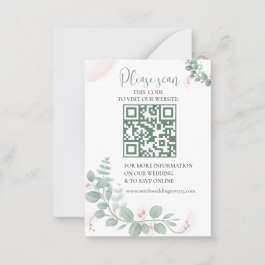 Een bruiloft RSVP met QR Code Enclosure Kaart Notitiekaartje (Voorkant)