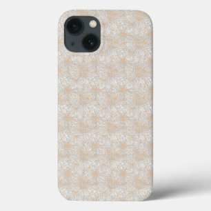 Een bruine achtergrond met een patroon van cirkels iPhone 13 hoesje