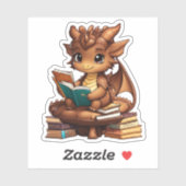 Een bruine draak lezen sticker (Vel)