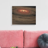 Een bruine dwerg omringd door een draaiende schijf canvas afdruk (Insitu (Woonkamer))