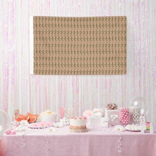 Een bruine en beige achtergrond met een golvend on spandoek (Feest)