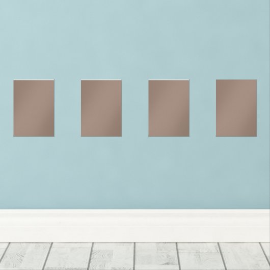 Een bruine muur met een klok erop muurkunst sets (Houten vloer)