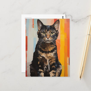 Een bruine tabby kat briefkaart