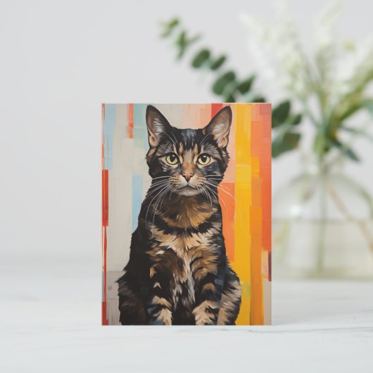Een bruine tabby kat briefkaart (Staand voorkant)