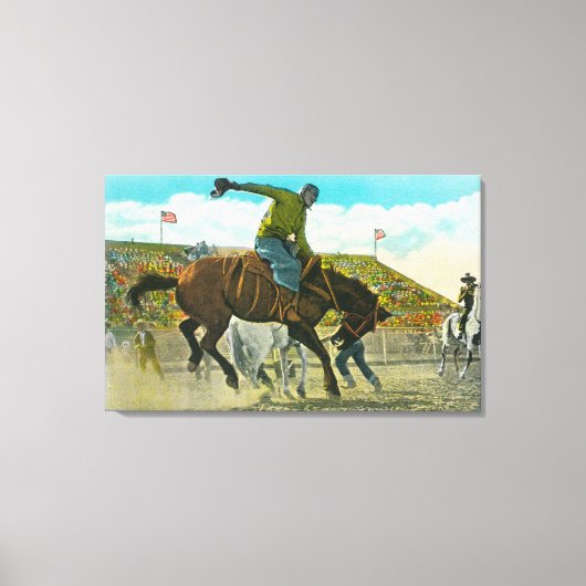 Een Bucking Bronco bij de jaarlijkse Salinas Rodeo Canvas Afdruk (Voorkant)