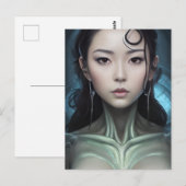 Een buitenaardse scifi vrouw briefkaart (Voorkant / Achterkant)