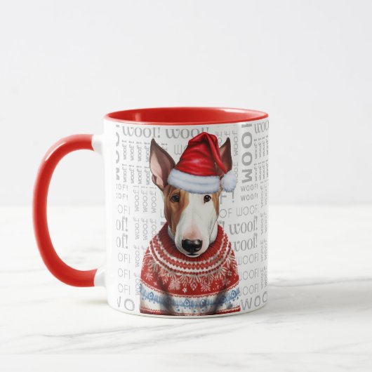 Een Bull Terrier Kerstman in een Sweater Wolf acht Mok (Links)