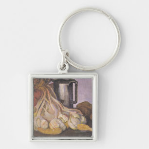 Een Bunch knoflook en een Pewter Tankard Sleutelhanger